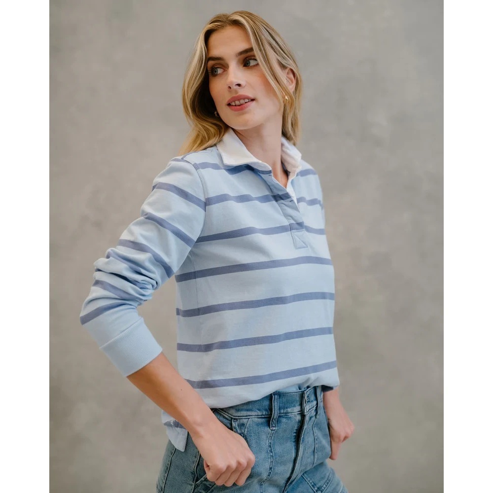 B. Draddy The Katie Elijah Craig Striped Long Sleeve Polo Batik Big Sky XS NWT